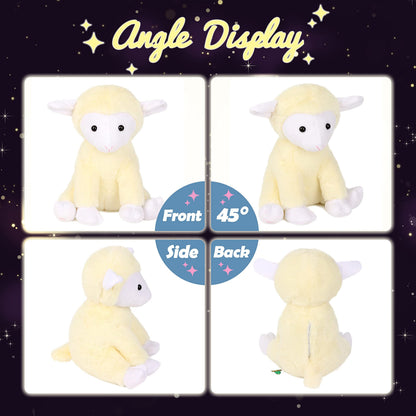 Hopearl LED Plush Lamb Lighting Up Stuffed Sheep Floppy Night Lights Glow in The Dark Birthday Festival for Kids Toddlers, Beige, 11''