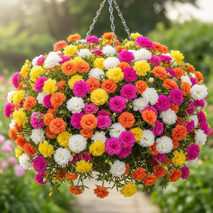 Portulaca Moss Rose Plants Live, 4 to 6 Inc Tall, Live Moss Rose Plant, Mix Portulaca Flower Ground Cover Plant