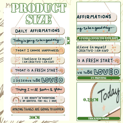 Gerrii Positive Affirmations Wall Decor Wooden Inspirational Wall Art Mental Awareness Motivational Hanging Art Positive Self Love Quotes Decor for Nursery Office Bedroom(Rainbow)