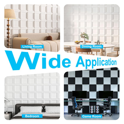 Art3d 33-Pack 3D Textured Accent Wall Panel for Interior Décor, Waterproof PVC Decorative Wall Paneling for Living Room Bedroom Gaming Room Office, 11.8"x11.8" Cover 32.Sq.Ft., White