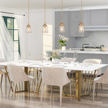 KSANA Gold Pendant Lighting, Mini Modern Hanging Light Fixture with Seeded Glass Shade for Kitchen Island, Foyer, Hallway, Bedroom and Entryway