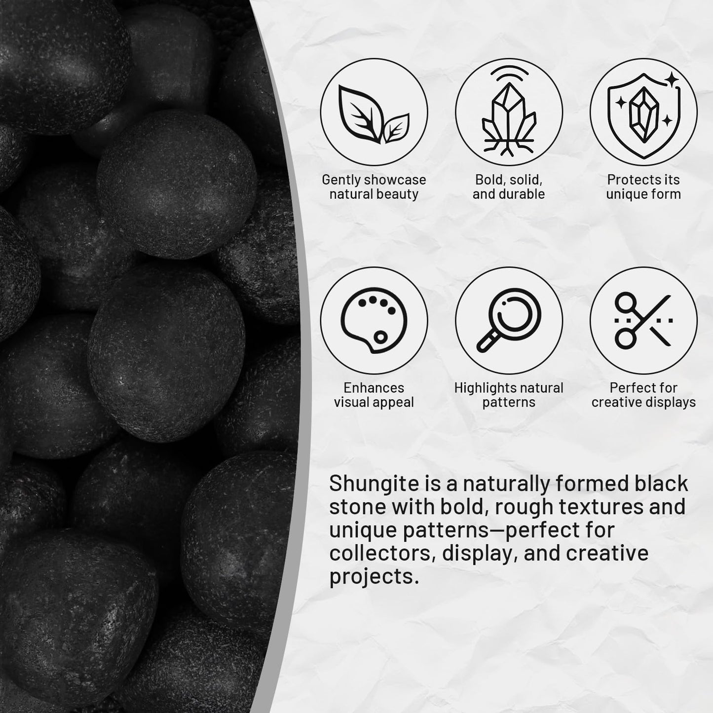 Orientrea 1.1lb Bulk Tumbled Shungite Stones- Polished Natural Shungite Crystal for Water Use, Crystal Healing, Reiki, Wicca, Massage & Home Décor