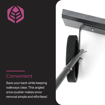 Yard Butler IRSPP-24 Snowplow Rolling Push Shovel - No-Bend Shovel for Easy Snow Clearing - Ergonomic Design - Two-Handed Cushioned Grips - Powder-Coated Steel Construction - Simple Assembly