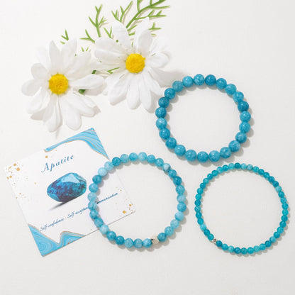 Raicegs 4MM Apatite Beaded Bracelets Healing Crystal Bracelet for Women Men Natural Stone Handmade Stretch Bracelet Reiki Spiritual Jewelry