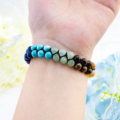 OZUEMUL Bead 7 Chakra Bracelet for Men Women, Healing Crystals Bracelet, Yoga Stone Beads Bracelets, Meditation Relax Anxiety Bangle for Women Men Bracelets