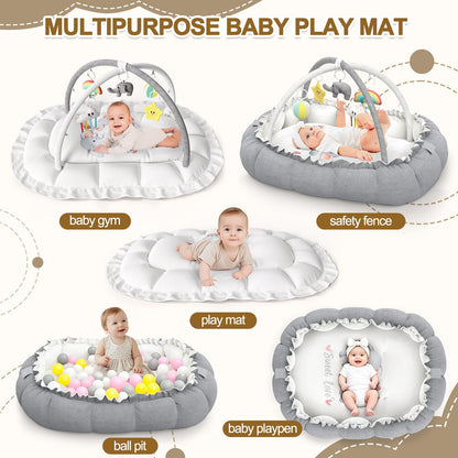 OCATO Baby Play Mat Gym: Baby Play Gym Mat Thick Large Baby Activity Center from Baby to Toddler Skills Development Baby Essentials Baby Shower Gifts Boy Girl for Babies 0-6-12 Months