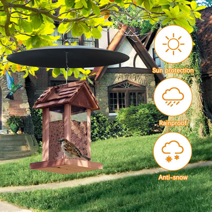 Bird Feeder Baffle, Guard for Bird Houses,13 inch Metal Hanging Baffle Weather Guard Cover for Outside Black