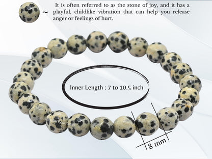 Amazing Gemstone Dalmatian Jasper Bracelet for Women - Chakra Mens Bracelet Protection Crystals and Healing Stones - Blessing Spiritual Meditation Stocking Stuffers (Faceted Beaded Bracelet)