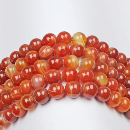 MJDCB Natural Red Striped Agate Beads Round Loose Beads for Jewelry Making DIY Bracelet Necklace (10mm)