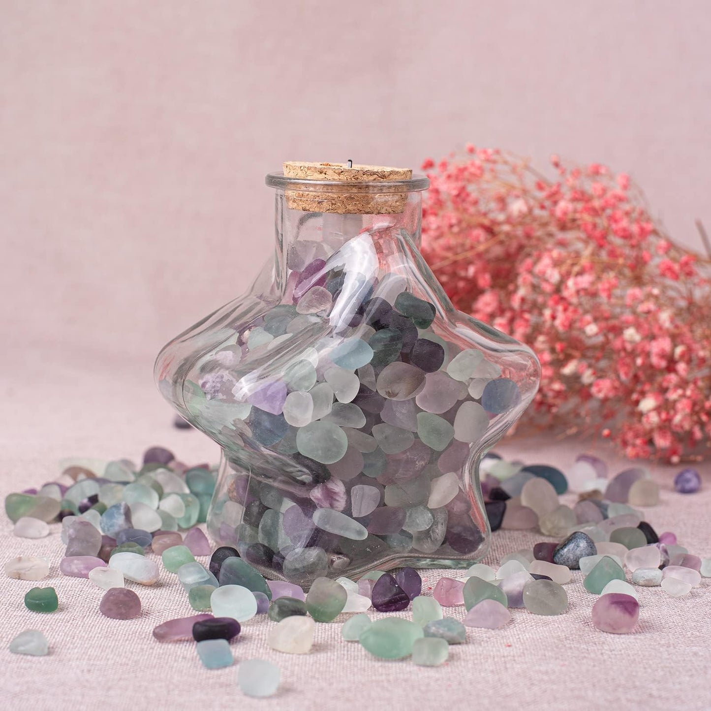 SigMntun Tumbled Fluorite Crystal Stone Set - 72 Pcs, 0.5" 10 oz Handpicked Tumbled Gemstones Rocks, Pebbles for Reiki, Chakra, Healing, Home Decor, 0.5" - Fluorite