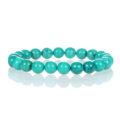 Cherry Tree Collection Turquoise Howlite Green Beaded Bracelet – Genuine 8mm Gemstone Stretch Bracelet for Men & Women – Handmade Crystal Bracelet - (Turquoise Howlite Green - S)