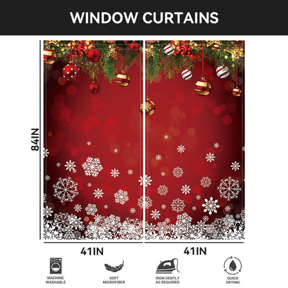 DOTOOMA 82x84 Inches Christmas Snowflake Window Curtains Xmas Ornaments Coniferous Pine Tree Tinsel Theme Bedroom Living Room Decorative Curtains Drapes 2 Panel