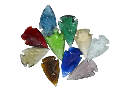 Amazing Gemstone 10 Pieces Mix Color Arrowhead, Crystal and Healing Stone Flint Rock Arrow Head - 1 to 1.5 Arrowheads for DIY Project Craft Point Jewelry Making