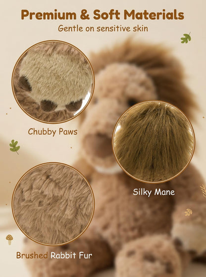 MaoGoLan Cute Lion Stuffed Animal 17.7 inch - Cozy Lion Plush with Fluffy Mane- Large Snuggly Zoo Safari Stuffed Animal Toys Gift for Kids,Boys,Girls,Lion Lover