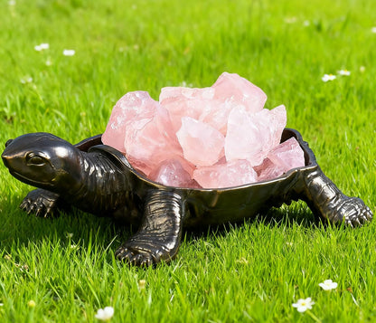 DUQGUHO Turtle Decor Figurines Turtles Gifts for Women Rose Quartz Crystal Cute Turtle Statue Decorations