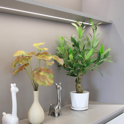 Abyjifar 20" Artificial Olive Tree with Pot, Faux Green Potted Plants Indoor Fake Greenery Olive Branches Stems in Pot for Tabletop Desk Office Kitchen Living Room Bedroom Bathroom Home Decor