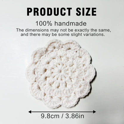 Handmade Crochet Coasters - Beige Floral Design, 4 inches, Coasters for Home Decoration, Tabletop Protection & Housewarming Gifts，4 Pieces