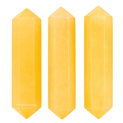 Amazing Gemstone Yellow Aventurine Crystal Points Bulk Healing Crystals and Stones - Pack of 3, Double Terminated Healing Wand Point Bulk Crystals for Crafts, Crystal Grid, DIY Work