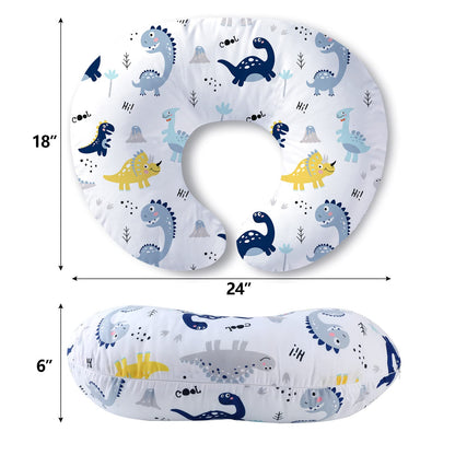 Plushii Nursing Pillow for Breastfeeding, Soft and Supportive Breastfeeding Pillow for Mom and Baby, Cute Feeding Pillow with Removable Cover for 0–12 Months, Dinosaurs World