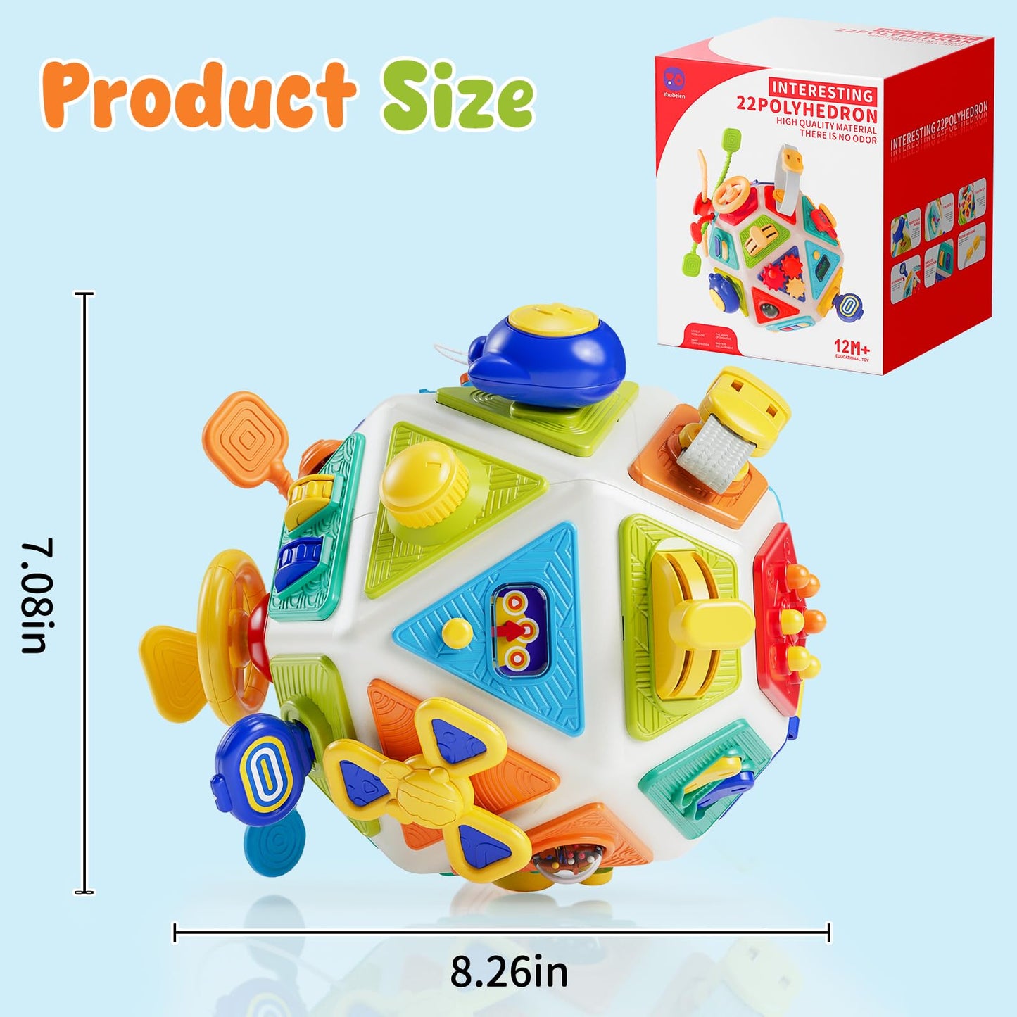 22-in-1 Baby Busy Board Activity Cube Toys, Montessori Toy for 1 Year Old Toddlers, Educational Learning Sensory Travel Toys for Infant 6-12 12-18 Months, 1st Baby Birthday Gifts for Boys Girls