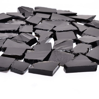 Natural Black Tourmaline Raw Slice Gemstone - Healing Crystals for DIY Jewelry Making -Loose Natural Cabochon -Perfect for Crafting Unique Jewelry Designs (5 pcs, 25-35 mm)