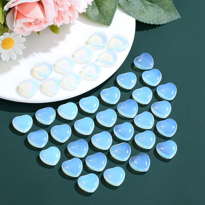 NUKAYAI 20PCS Opal Opalite Healing Crystals Heart Shaped Stones Polished Crystal Gemstones Pocket Thumb Worry Stone Balancing Meditation Reiki Wholesale Set Cute Mothers Day Bulk Gifts for Women
