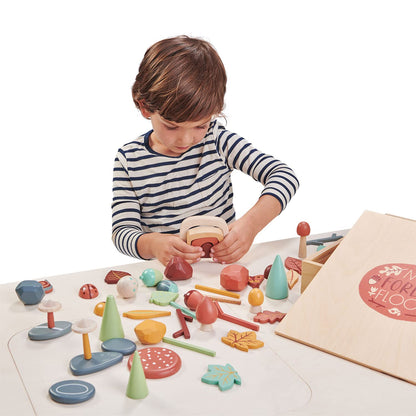 Tender Leaf Toys My Forest Floor - Wooden Open-Ended Tinker Tray Creative Play Box with Removable Compartments - Montessori Toy for Imaginative Play - Age 3+