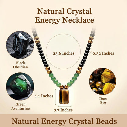 Money Bracelet and Necklace Long Jade Beaded Necklace for Men Protection Necklace for Women Money Attraction Necklaces Amulet Feng Shui Wealth Spiritual Crystal Jewelry Hematite Obsidian Tiger Eye Jewelry Gifts