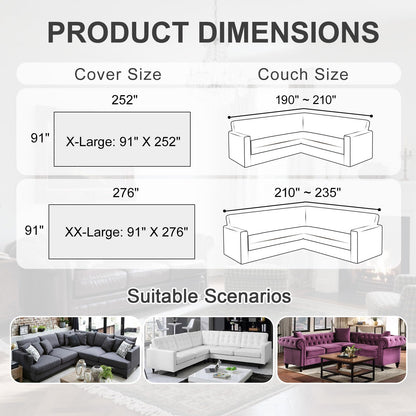 SYJOVIA 1OO% Waterproof Sectional Couch Covers for Dogs L Shaped Corner Sofa Cover Washable Chenille Sofa Slipcovers Blanket Modern Jacquard Pet Furniture Protector (91"x252", Beige Flower)