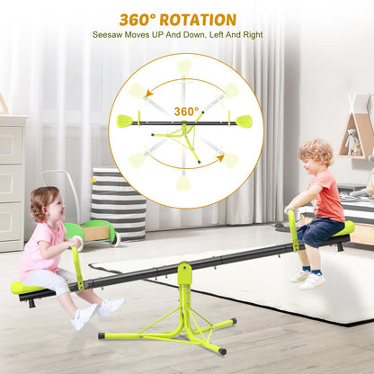 Iyoyo Teeter Totter Seesaw for Kids Outdoor for Ages 4-8 Toddler Seesaw Sit and Spin Teeter Totter Outside Outdoor Toys Swiveling 360 Degrees Rotating for Children Age 3 4 5 6 7 8 (Light Green)