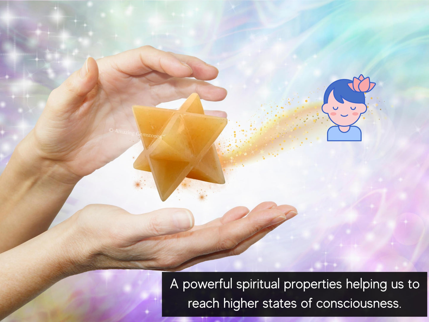 Amazing Gemstone Yellow Aventurine Merkaba Crystal - 1.5 Inches Metaphysical Merkaba Star for Meditation - Energetic Tetrahedron Crystal and Healing Stones and Healing (35-40mm)