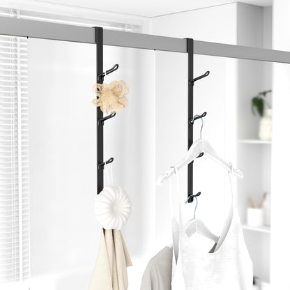 niffgaff Heavy Duty Over The Door Hooks, Space-Saving Vertical Door Hanger for Towels, Coats, and Accessories – 2 PCS, Matte Black