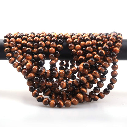 ICAI Beads 10mm Natural Tiger Eye Stone Round Loose Stone Beads for Jewelry Making DIY Crafts Design 1 Strand 15" APPR.34-36pcs