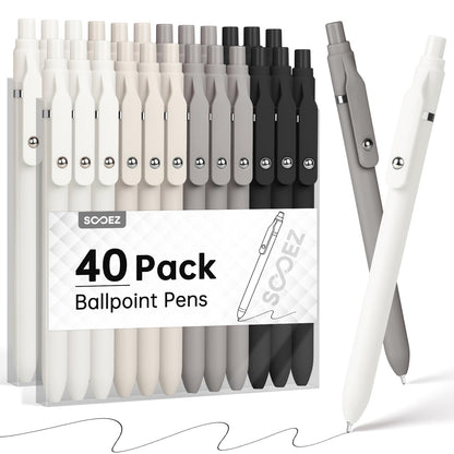 Sooez 40 Pack Bulk Pens Ballpoint, Black Ink Pens for Smooth Writing, Quick Dry Ball Point Pens Black, Medium Point 1.0mm Fidget Pens for Journaling, Office Supplies for Nurse Server