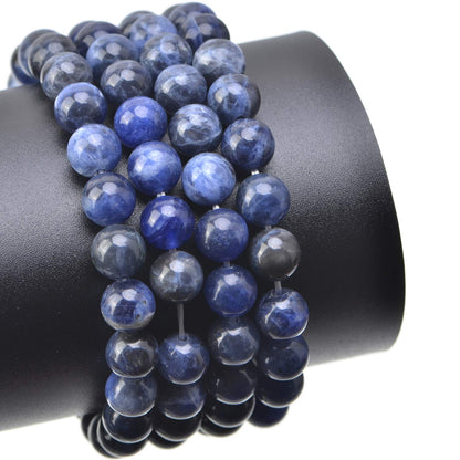 LPBeads 100PCS 8mm Natural Blue Sodalite Beads Gemstone Round Loose Beads for Jewelry Making with Crystal Stretch Cord