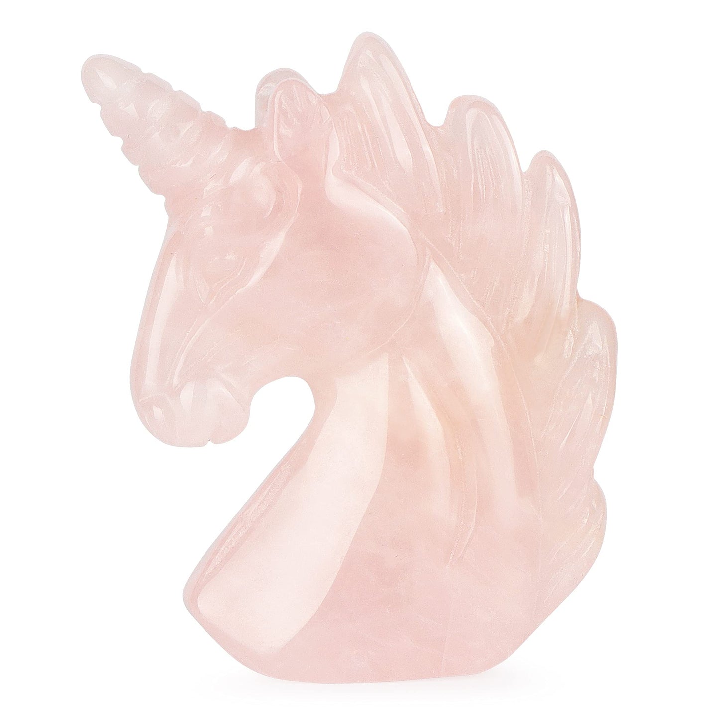 Artistone 2" Rose Quartz Crystal Unicorn Stone Statue Ornament Hand-Carved Healing Crystal Gem Unicorn Figurine Aura Animal Horse Sculpture Desk Decoration Gift Box