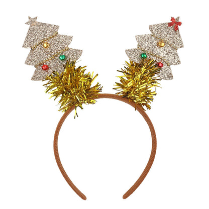 XIELIME Christmas Headband Christmas Tree Hair Bands Glitter Gold Sequins Christmas Tree with Small Bell Design Headbands Holiday Party Gift for Women Girl Festival Hair Decoration Accessory