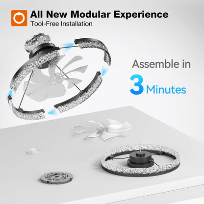 addlon Ceiling Fans with Lights and Remote, 20'' Low Profile Ceiling Fans, 3000-6000K Dimmable Modern Flush Mount LED Fan Light, Fandelier Ceiling Fan for Bedroom, Kitchen, Living Room, Black