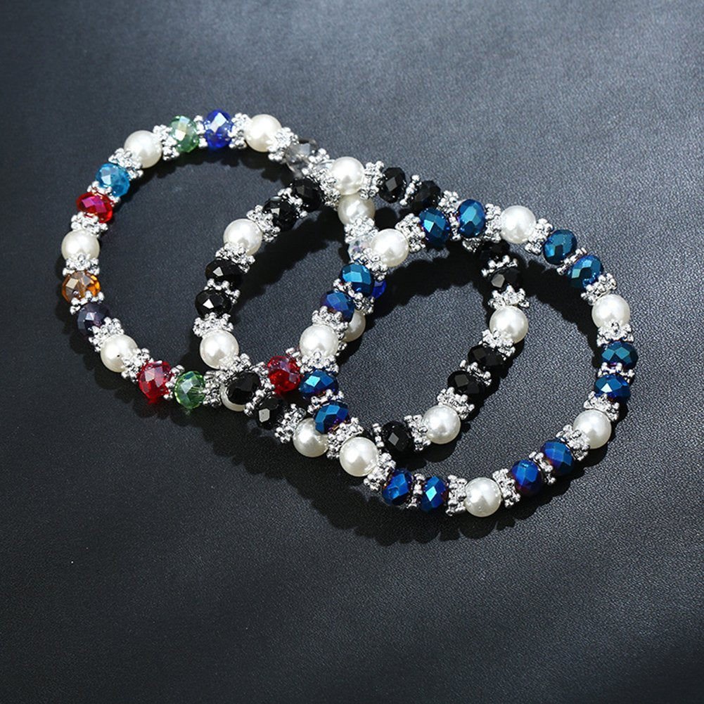 Pearl Bracelets for Women,Freshwater Pearls Crystal Bracelet Boho Bracelets Bead Bracelet Gifts (Colorful)