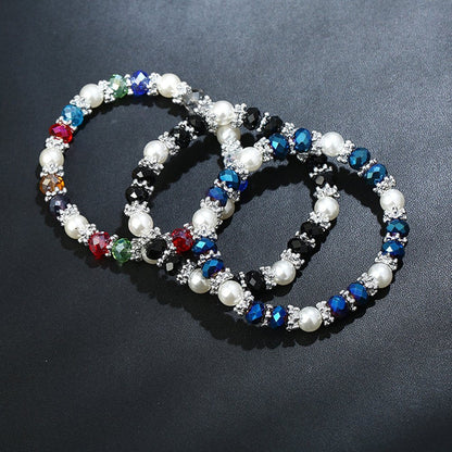 Pearl Bracelets for Women,Freshwater Pearls Crystal Bracelet Boho Bracelets Bead Bracelet Gifts (Blue #1)