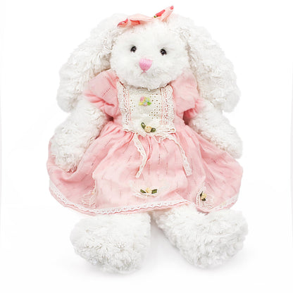oits cute Floppy Bunny Stuffed Animals in Dress for Baby Girls Plush Toys 18 Inch (Pink Retro Dress)