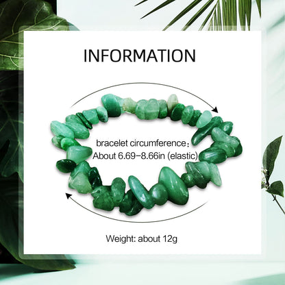 VDKIDKT Natural Raw Gemstone Bracelets, Natural Crystal Chip Bead Bracelet, Healing Stone Beaded Bracelets for Women Men Girls Gifts (Emerald)