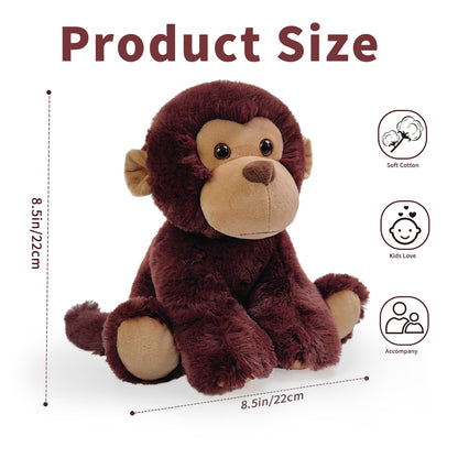 Hideekoog Monkey Stuffed Animal Toy, Soft Huggable Monkey Plush Toys for Kids, Cute Animal Gift for Boys Girls and Toy for 1-3 Toddlers -8.5 Inch