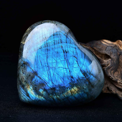 Large Heart Crystal Stones Healing Crystal Palm Polished Love Shaped Gemstones Blue Labradorite Heart Rock Meditation Gift 0.6-0.8Pounds