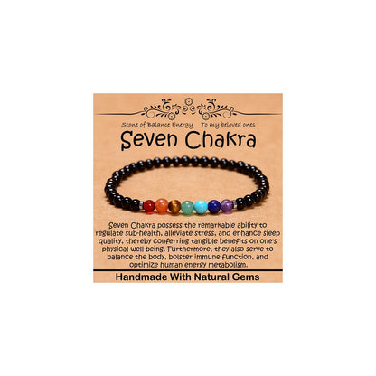 CHCCOYE 4mm Natural Healing Gemstone Bracelet Handmade Yoga Stretch Elastic Bracelet Stress Relief Crystal Jewelry for Men and Women (4mm, Seven Chakra Stones)