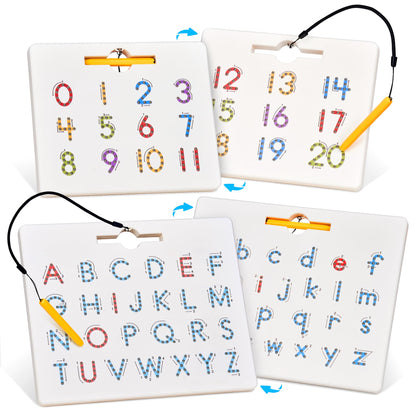 GAMENOTE Double Sided Magnetic Letter & Number Board Set - Alphabet & Numbers Tracing Board for Toddlers, ABC Uppercase & Lowercase Practicing, Math Learning, Educational Toys for Kids