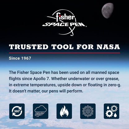 Fisher Space Pen Chrome Shuttle Pen, Pressurized Ballpoint Pen, Shuttle Emblem, Writes Upside Down and in Extreme Temperatures, Smooth Black Ink, Medium Point, Gift Box, Made in USA