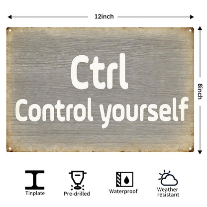 Motivational Office Decor Metal Tin Signs - Computer Keyboard Theme, Control/Alt/Delete Inspired Tin Wall Art with Positive Quotes for Home Office, Desk & Workspace Decoration, 3-Pack, 12x8 inch