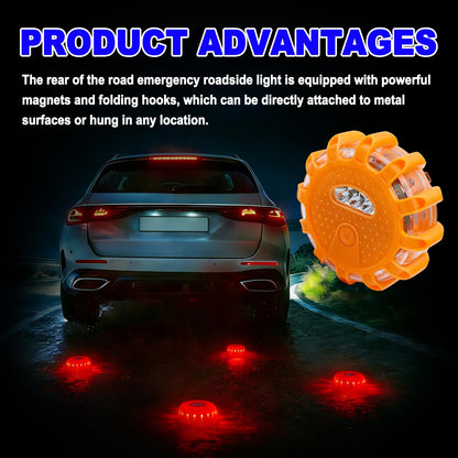 ABOTHGD 4 Pack Automotive Light LED Roadside Emergency Safety Flare Lights Hook Flashing Warning Beacon Disc Kit for Car Truck Vehicle Boat Automotive Security Rescue Search (Batteries not Included)
