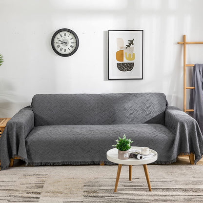AIVIA Loveseat Cover Sheet Blanket, Cotton Woven Anti Slip Throw Cushion Covers for 2 Seater Couches with Armrest, Living Room Love-Seat Furniture Decor Slipcovers Protector for Dogs Cats